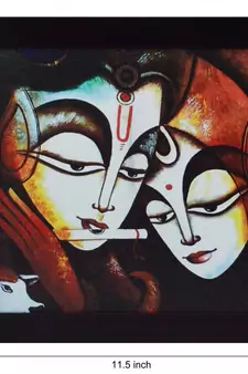 Radha Krishna playing Flute Satin Matt Texture UV Art Painting