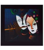 Radha Krishna playing Flute Satin Matt Texture UV Art Painting