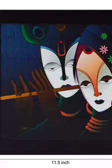 Radha Krishna playing Flute Satin Matt Texture UV Art Painting
