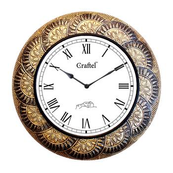 18" AntiqueBrass Metal Decorative Wall Clock for Home 2
