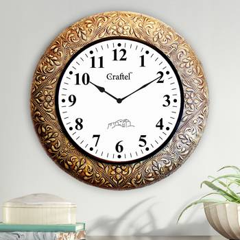 18" AntiqueBrass Metal Decorative Wall Clock for Home 1