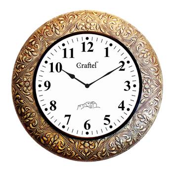 18" AntiqueBrass Metal Decorative Wall Clock for Home 2