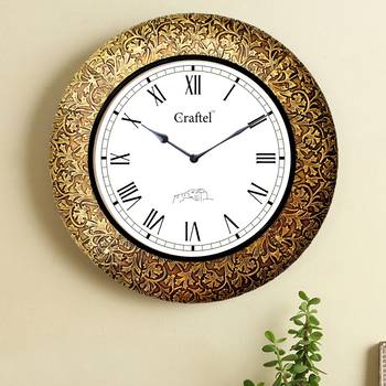 18" AntiqueBrass Metal Decorative Wall Clock for Home 1