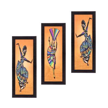 Set Of 3 Abstract Dancing Lady Satin Matt Texture UV Art Painting 1