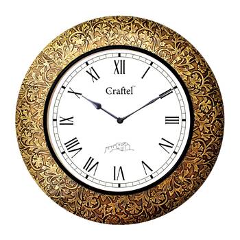 18" AntiqueBrass Metal Decorative Wall Clock for Home 2