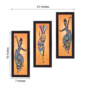Set Of 3 Abstract Dancing Lady Satin Matt Texture UV Art Painting 2