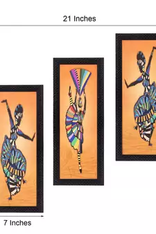 Set Of 3 Abstract Dancing Lady Satin Matt Texture UV Art Painting