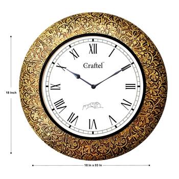 18" AntiqueBrass Metal Decorative Wall Clock for Home 3