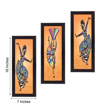 Set Of 3 Abstract Dancing Lady Satin Matt Texture UV Art Painting 3