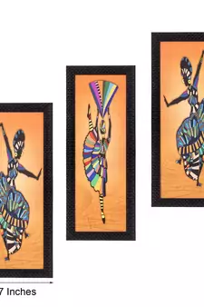 Set Of 3 Abstract Dancing Lady Satin Matt Texture UV Art Painting