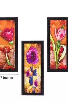 Set Of 3 Decorative Floral Satin Matt Texture UV Art Painting