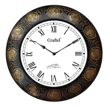 18"  Zodiac Antique Brass Metal Decorative Wall Clock for Home 2