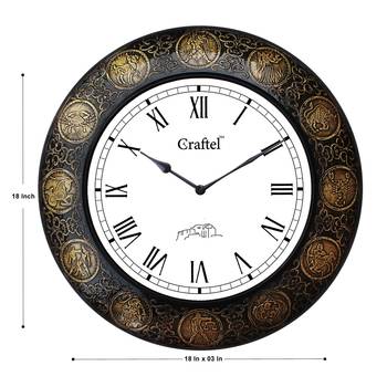 18"  Zodiac Antique Brass Metal Decorative Wall Clock for Home 3