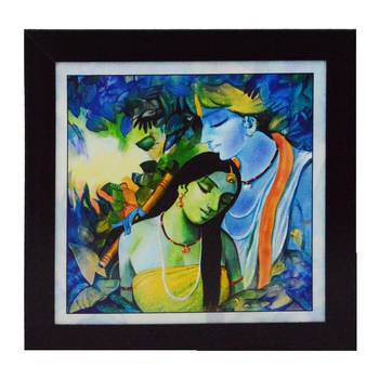 Radha Krishna Love Scene Satin Matt Texture UV Art Painting 1