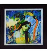 Radha Krishna Love Scene Satin Matt Texture UV Art Painting