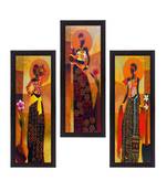 Set of 3 Tribal Lady Satin Matt Texture UV Art Painting