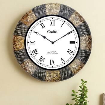18" AntiqueBrass Metal Decorative Wall Clock for Home 1
