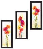 Set Of 3 Decorative Floral Botanical Pot Satin Matt Texture UV Art Painting