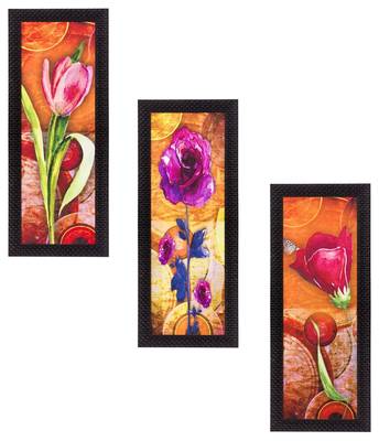 Set Of 3 Decorative Floral Lady Satin Matt Texture UV Art Painting 1