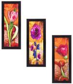 Set Of 3 Decorative Floral Lady Satin Matt Texture UV Art Painting