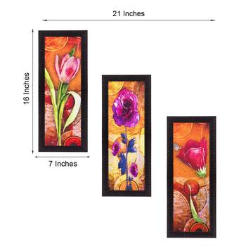 Set Of 3 Decorative Floral Lady Satin Matt Texture UV Art Painting 2