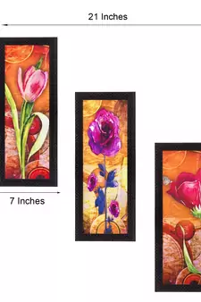 Set Of 3 Decorative Floral Lady Satin Matt Texture UV Art Painting