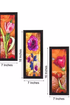 Set Of 3 Decorative Floral Lady Satin Matt Texture UV Art Painting