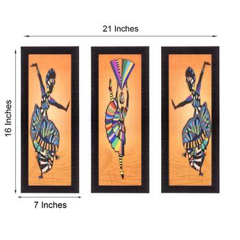 Set Of 3 Abstract Dancing Lady Satin Matt Texture UV Art Painting 1