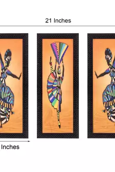 Set Of 3 Abstract Dancing Lady Satin Matt Texture UV Art Painting
