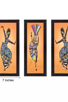 Set Of 3 Abstract Dancing Lady Satin Matt Texture UV Art Painting