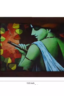 Krishna having Flute Design Satin Matt Texture UV Art Painting