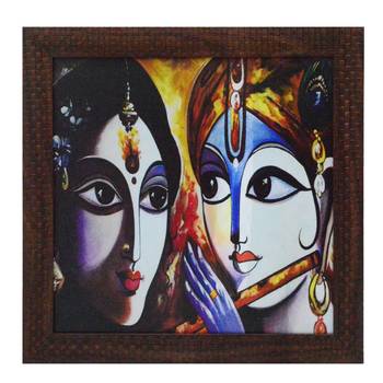 Radha Krishna playing Flute Satin Matt Texture UV Art Painting 1