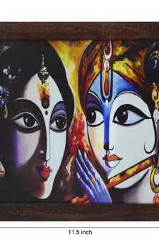 Radha Krishna playing Flute Satin Matt Texture UV Art Painting