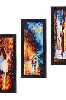 Set Of 3 Couple Love Moments Satin Matt Texture UV Art Painting