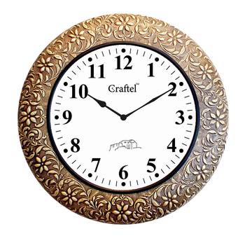 18" AntiqueBrass Metal Decorative Wall Clock for Home 2