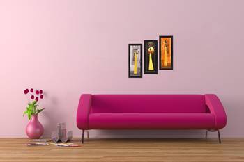 Set of 3 Tribal Lady Satin Matt Texture UV Art Painting 2