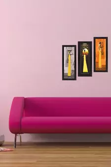 Set of 3 Tribal Lady Satin Matt Texture UV Art Painting