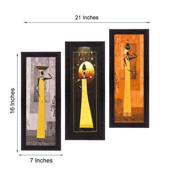 Set of 3 Tribal Lady Satin Matt Texture UV Art Painting 3