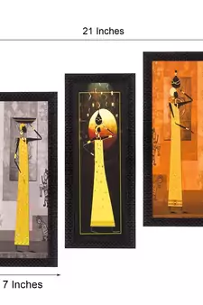 Set of 3 Tribal Lady Satin Matt Texture UV Art Painting