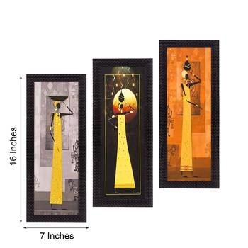 Set of 3 Tribal Lady Satin Matt Texture UV Art Painting 4
