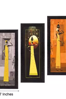 Set of 3 Tribal Lady Satin Matt Texture UV Art Painting