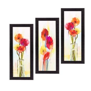 Set Of 3 Decorative Floral Satin Matt Texture UV Art Painting 1