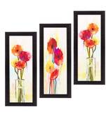 Set Of 3 Decorative Floral Satin Matt Texture UV Art Painting