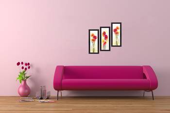 Set Of 3 Decorative Floral Satin Matt Texture UV Art Painting 2