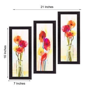 Set Of 3 Decorative Floral Satin Matt Texture UV Art Painting 3