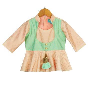 Peplum Top with Dhoti - Peach & Mint 2