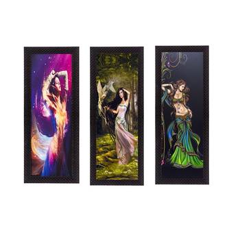 Set Of 3 Dancing Angels Satin Matt Texture UV Art Painting 1