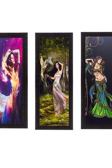 Set Of 3 Dancing Angels Satin Matt Texture UV Art Painting
