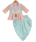 Peplum Top with Dhoti - Pink & Blue