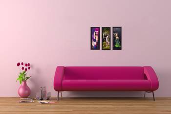 Set Of 3 Dancing Angels Satin Matt Texture UV Art Painting 2